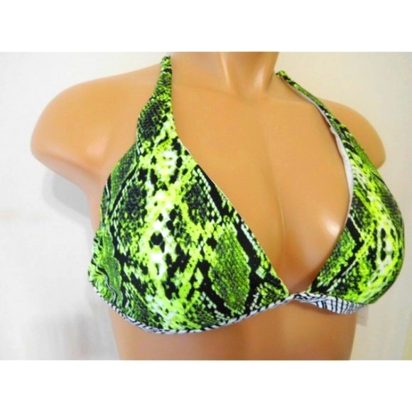 NEW Volcom Bikini Top Urban Tribe Halter Yellow Fish Padded Extra Large XL - Picture 3 of 10